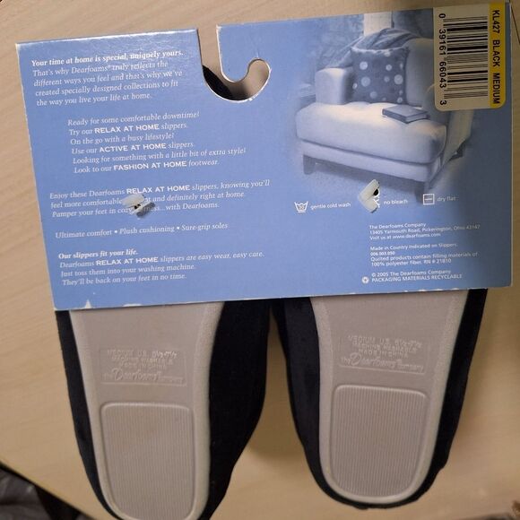 🎁Dearfoams Black Ankle Bootie Slippers - Unworn Women's Size 6.5-7.5 - Picture 2 of 7